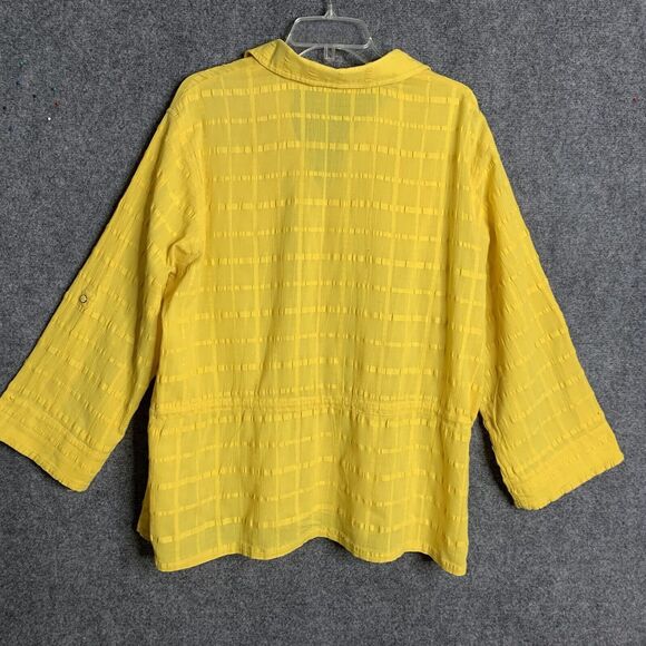 Jones New York Signature Women 2X Golden Yellow Shacket Button Up Corded Waist - Picture 9 of 14